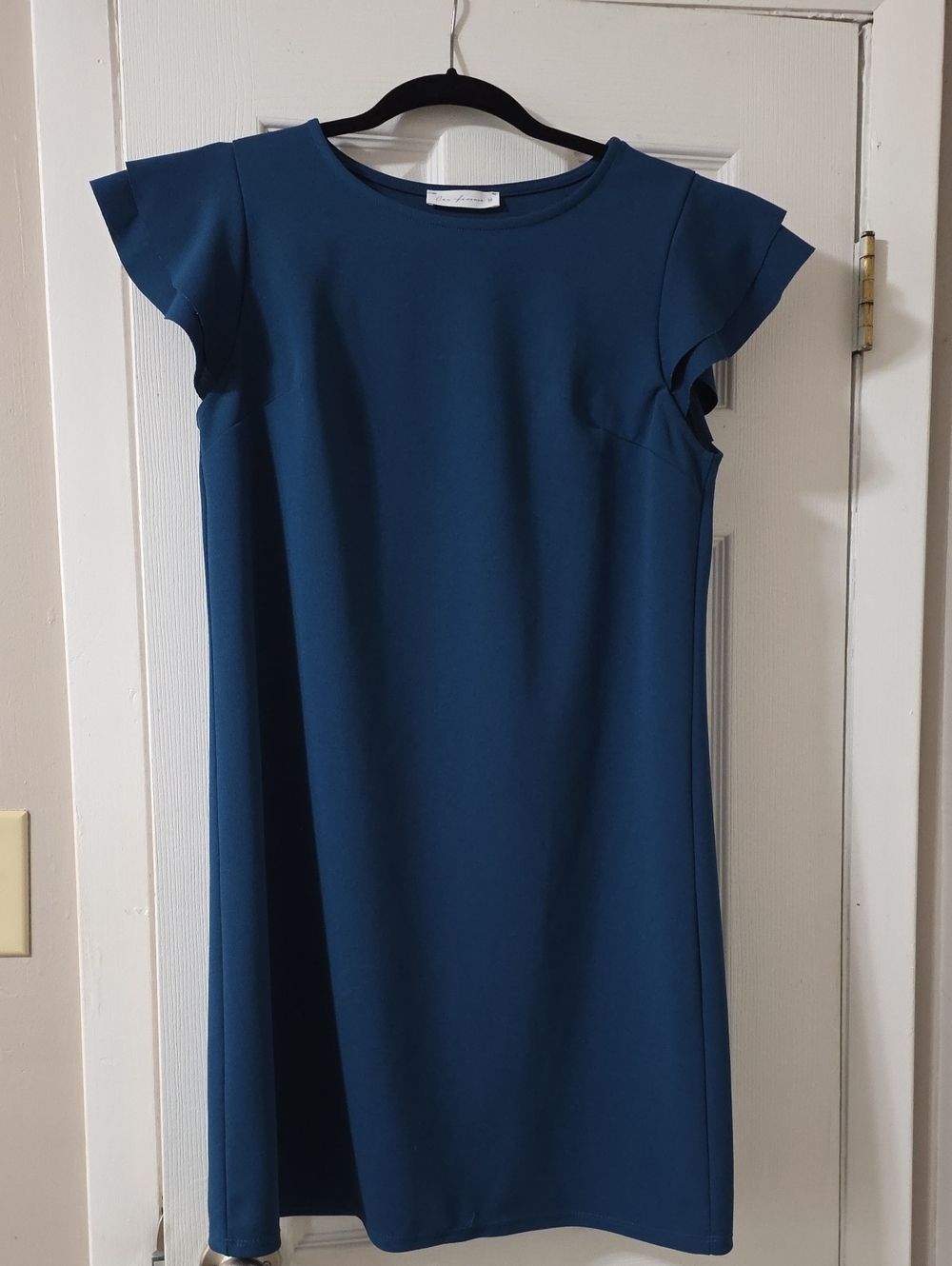Classic Flutter Sleeve Shift Dress - Blue